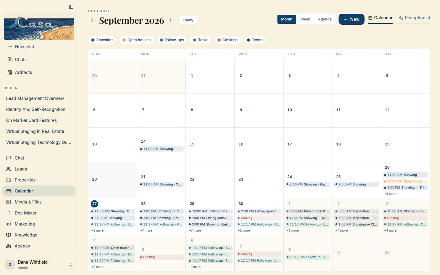 The calendar on a computer: a month of showings, follow-ups and closings