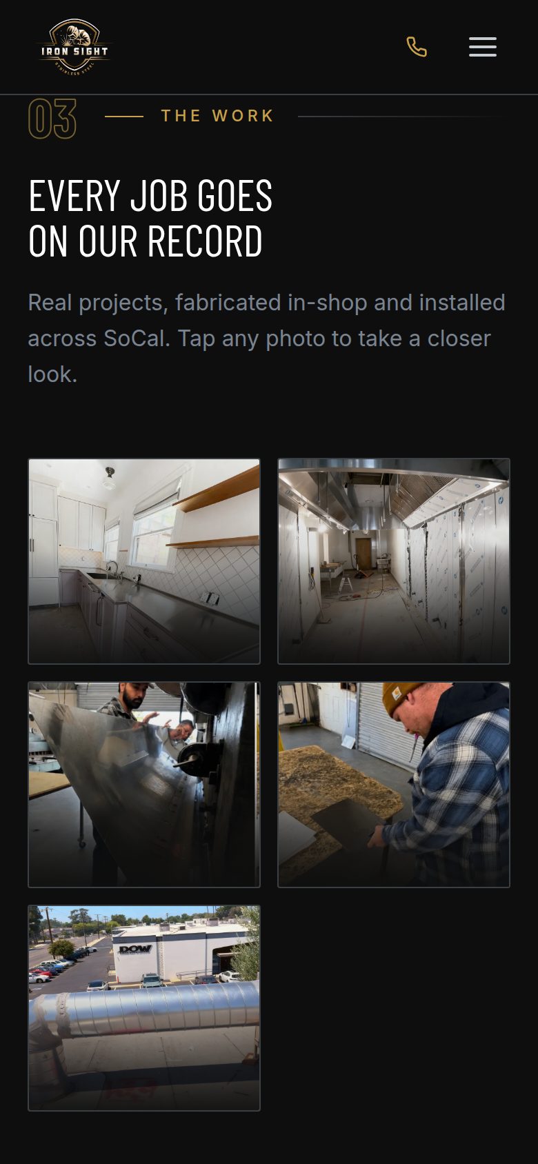 The job photos on a phone, two by two